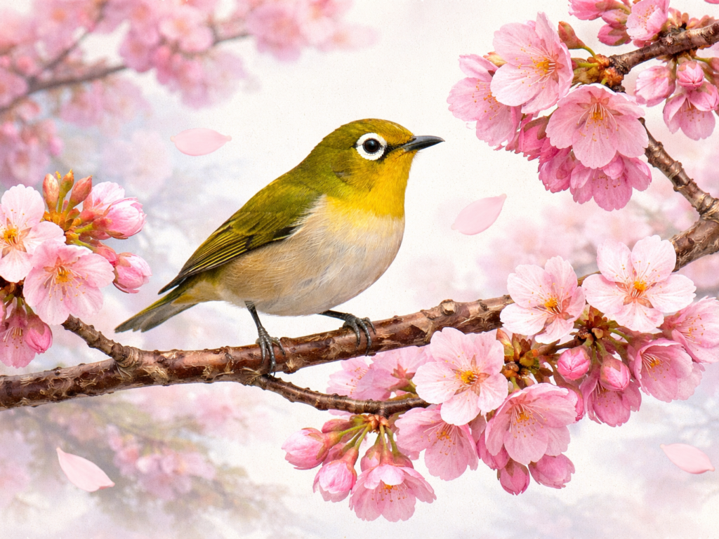 メジロ　イラスト