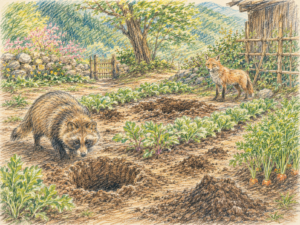 庭の動物による穴