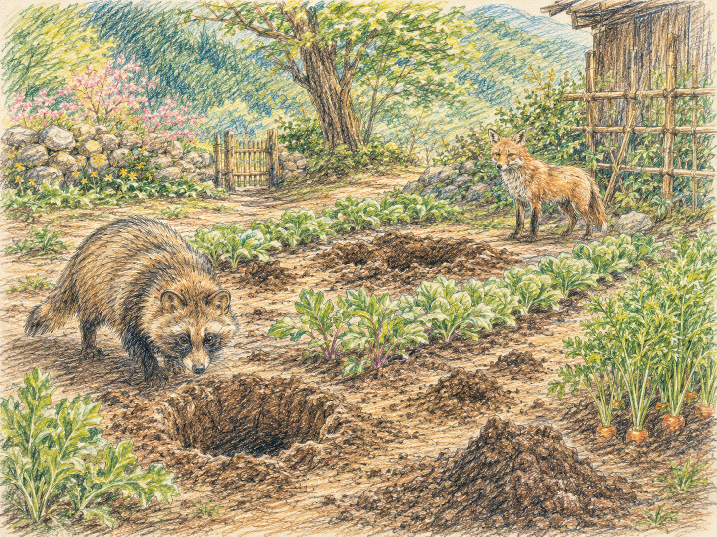 庭の動物による穴
